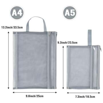 EOOUT 10 Pack Colored Mesh Zipper Pouch Bags, A4 Double-Layer Nylon Puzzle Organizers and Storage Bu...