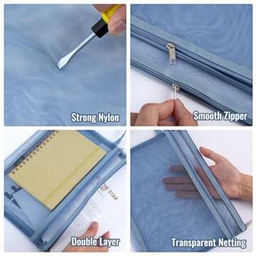 EOOUT 10 Pack Mesh Zipper Pouch Bags for Organizing