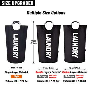 Caroeas 90L Laundry Basket (13 Colors), Waterproof Laundry Hamper, Laundry Bag with Padded Handles, ...