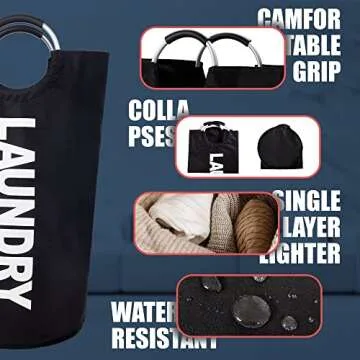 Caroeas 90L Laundry Basket (13 Colors), Waterproof Laundry Hamper, Laundry Bag with Padded Handles, Clothes Hamper Stands Up Well, Collapsible Laundry Basket Easy Storage