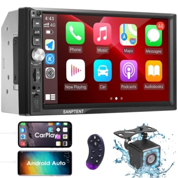 Double Din Car Stereo Radio Compatible with Apple Carplay and Android Auto, 7-Inch HD Touchscreen wi...
