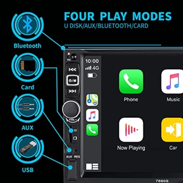Double Din Car Stereo with Apple Carplay and Bluetooth