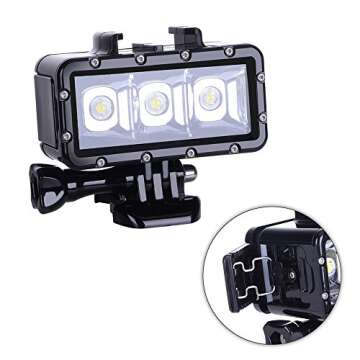 Suptig Diving Light Waterproof Light Fill Night Light Diving Underwater Light for Gopro Hero 13/Hero 12/11/10/9/8/7/6/5/4/3/3+/Hero Session/AKASO/DJI osmo Waterproof 147ft(45m)