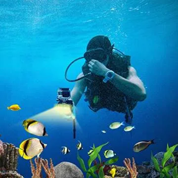 Suptig Diving Light Waterproof Light Fill Night Light Diving Underwater Light for Gopro Hero 13/Hero 12/11/10/9/8/7/6/5/4/3/3+/Hero Session/AKASO/DJI osmo Waterproof 147ft(45m)