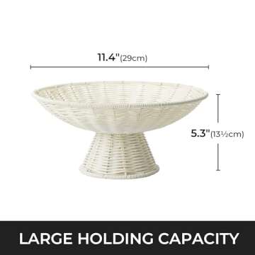 GRANNY SAYS Fruit Bowls for Kitchen Table, Decorative Fruit Basket for Kitchen Counter, Wicker Basket fot Fruit and Vegetable, Large Bowls for Table & Centerpiece Home Decor, Off White