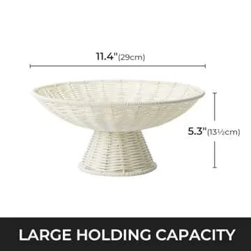 GRANNY SAYS Fruit Bowls for Kitchen Table, Decorative Fruit Basket for Kitchen Counter, Wicker Basket fot Fruit and Vegetable, Large Bowls for Table & Centerpiece Home Decor, Off White