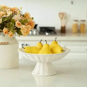 GRANNY SAYS Fruit Bowls for Kitchen Table, Decorative Fruit Basket for Kitchen Counter, Wicker Basket fot Fruit and Vegetable, Large Bowls for Table & Centerpiece Home Decor, Off White