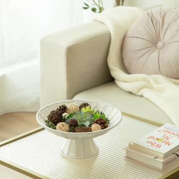 GRANNY SAYS Fruit Bowls for Kitchen Table, Decorative Fruit Basket for Kitchen Counter, Wicker Basket fot Fruit and Vegetable, Large Bowls for Table & Centerpiece Home Decor, Off White