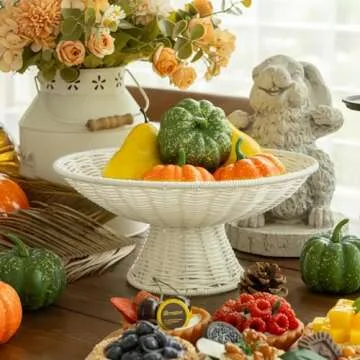 GRANNY SAYS Fruit Bowls for Kitchen Table, Decorative Fruit Basket for Kitchen Counter, Wicker Basket fot Fruit and Vegetable, Large Bowls for Table & Centerpiece Home Decor, Off White