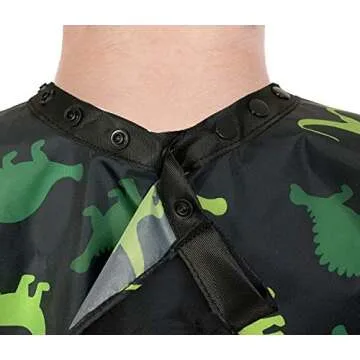 Kids Barber Cape For Boys Hair Cutting at Home, Salon or Barber Shop, Kids Hair Cutting Cape for Boys and Toddlers, Adjustable Neck with Plastic Snaps, Dinosaur