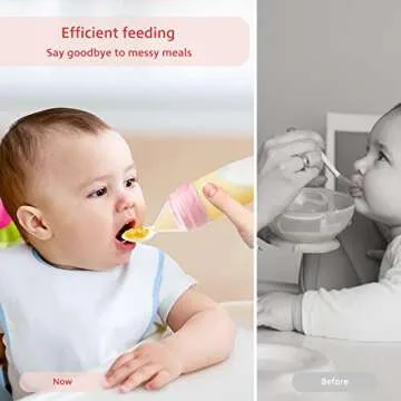 Termichy Baby Food Dispensing Spoon: Squeeze Feeder Dispenser for Baby - Self Feeding Bottle Spoon