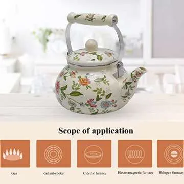 Anxingo Colorful Water Tea Kettle,Tea Kettle Pot for Stove, Top Porcelain Large Enamel Tea Kettle 2.5L,Retro Classic Design (style 2)