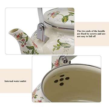 Anxingo Colorful Water Tea Kettle,Tea Kettle Pot for Stove, Top Porcelain Large Enamel Tea Kettle 2.5L,Retro Classic Design (style 2)
