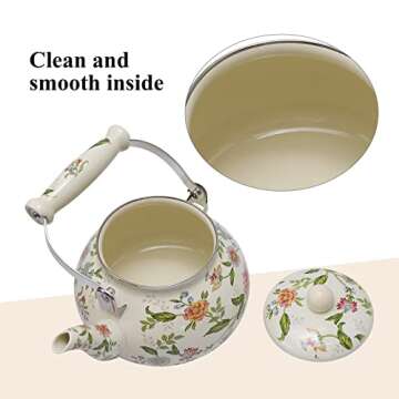 Anxingo Colorful Water Tea Kettle,Tea Kettle Pot for Stove, Top Porcelain Large Enamel Tea Kettle 2.5L,Retro Classic Design (style 2)
