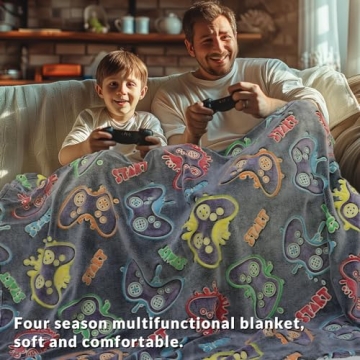 Glow in The Dark Game Controller Blanket for Gamers