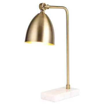 CO-Z Gold Desk Lamp with LED Bulb Adjustable, Antique Brass Metal Table Lamp Marble Base, Mid Century Modern Reading Lamp Office, 18’’ Industrial Work Lamp for Reading Bedroom Living Room Office.
