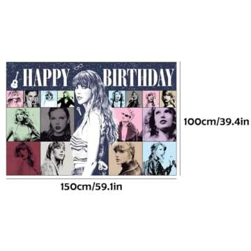 5×3 FT TS Birthday Decorations Banner - Perfect for Music Lovers