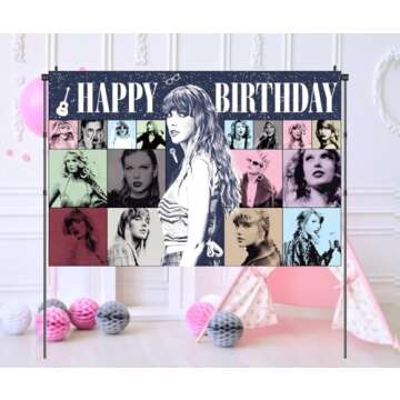 5×3 FT TS Birthday Decorations Banner for Music Lovers