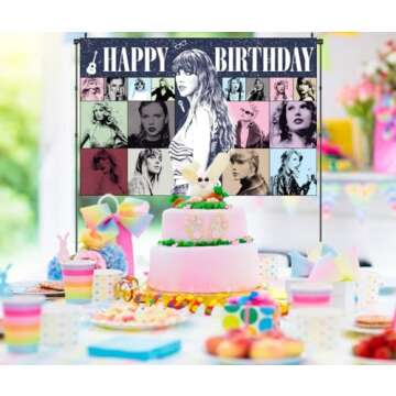 5×3 FT TS Birthday Decorations Banner for Music Lovers