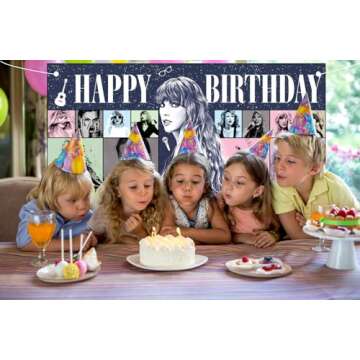 5×3 FT TS Birthday Decorations Banner for Music Lovers