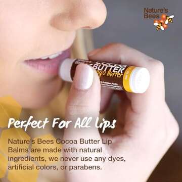 Nature's Bees Cocoa Butter Lip Balm Moisturizer, 24 Pack with 4 Flavors, Original, Shea Butter, Mang...