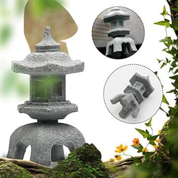Vkinman Miniature Japanese Lantern Decoration Mini Fairy Garden Decor Set Japanese Lantern for Micro...