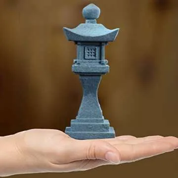 Vkinman Miniature Japanese Lantern Decoration Mini Fairy Garden Decor Set Japanese Lantern for Micro Landscape Garden & Patio Yard Bonsai Decoration (5 Sandstone)