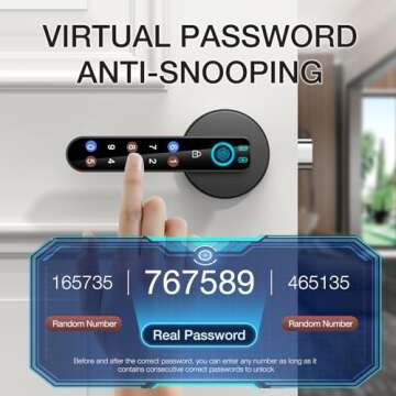 Fingerprint Door Lock-Smart Door knob-with passcode keypad keyless Entry Door Handle，biometric Door Lock，Fingerprint Code Door knob for Bedroom Home (Black APP)