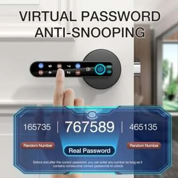Fingerprint Door Lock-Smart Door knob-with passcode keypad keyless Entry Door Handle，biometric Door Lock，Fingerprint Code Door knob for Bedroom Home (Black APP)