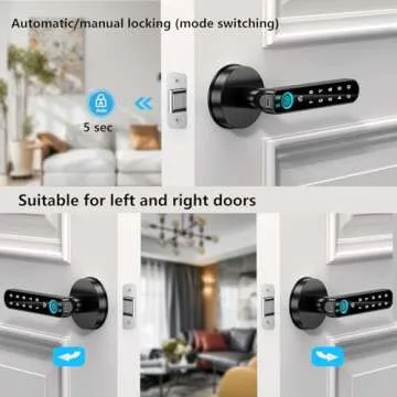 Fingerprint Door Lock-Smart Door knob-with passcode keypad keyless Entry Door Handle，biometric Door Lock，Fingerprint Code Door knob for Bedroom Home (Black APP)