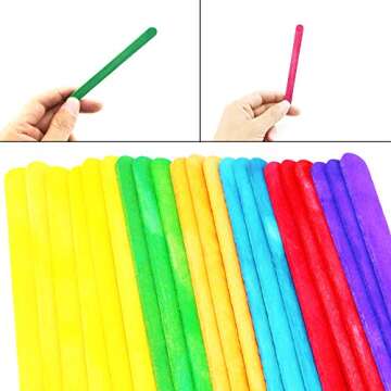 UPlama 600 PCS Colored Craft Sticks Wooden Popsicle Sticks Natural Jumbo Wooden Popsicle Sticks for DIY Craft Creative Designs or Children Education