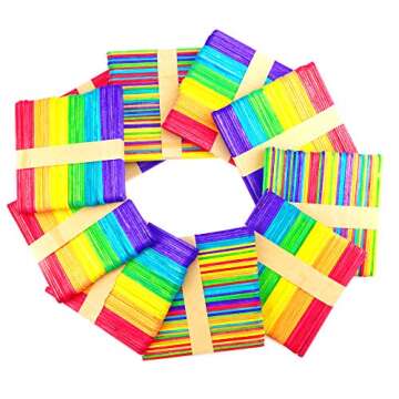 UPlama 600 PCS Colored Craft Sticks Wooden Popsicle Sticks Natural Jumbo Wooden Popsicle Sticks for DIY Craft Creative Designs or Children Education