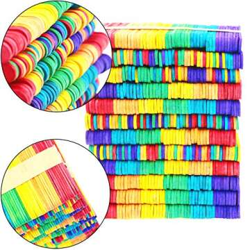 UPlama 600 PCS Colored Craft Sticks Wooden Popsicle Sticks Natural Jumbo Wooden Popsicle Sticks for DIY Craft Creative Designs or Children Education