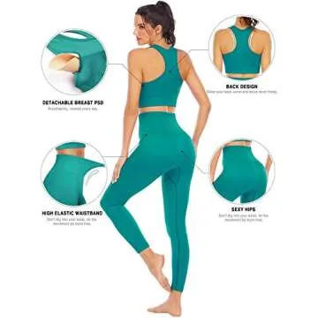 High Waisted Women's Workout Set - Leggings & Bra