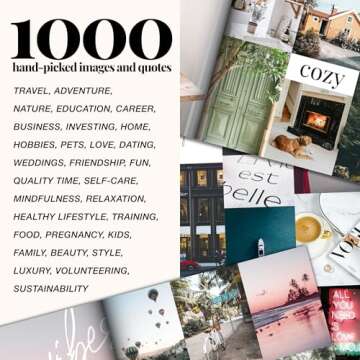 Vision Board Book Magazine for Women - 1000+ Diverse Pictures, Quotes, Self-Discovery Exercises | Complete Collage Clip Art Supplies Kit for Adults | Ideal for Vision Mood Board Party & Manifestation