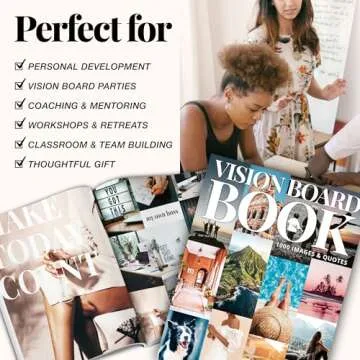 Vision Board Book Magazine for Women - 1000+ Diverse Pictures, Quotes, Self-Discovery Exercises | Complete Collage Clip Art Supplies Kit for Adults | Ideal for Vision Mood Board Party & Manifestation