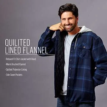 Wrangler Long Sleeve Quilted Flannel Shirt with Hood