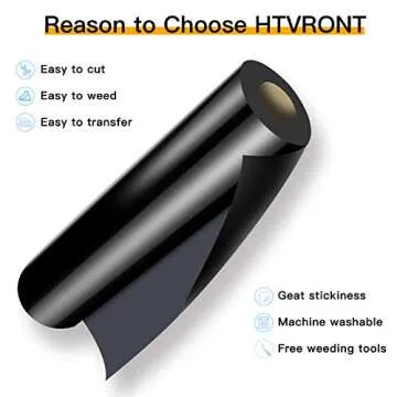 HTVRONT Heat Transfer Vinyl Black HTV Vinyl Rolls - 12" x 35ft Black Iron on Vinyl for All Cutter Machine, Black HTV Vinyl for Shirts - Easy to Cut & Weed for Heat Vinyl Design