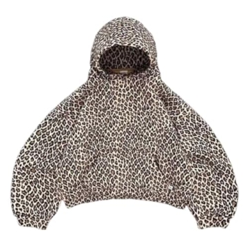 Vhitler Oversized Leopard Print Hoodie Cheetah Print Streetwear 2000s Pullover Sweatshirt Hooded Y2k...