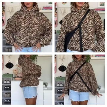 Vhitler Oversized Leopard Print Hoodie for Stylish Comfort