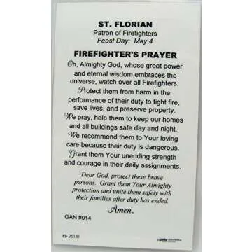 HJ Sherman St Florian Firefighters Necklace & Prayer Card