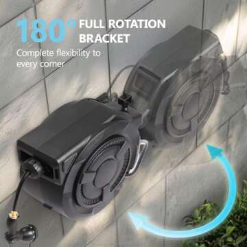 Durable 100 ft Hose Reel with Auto Rewind Feature