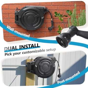 Durable 100 ft Hose Reel with Auto Rewind Feature