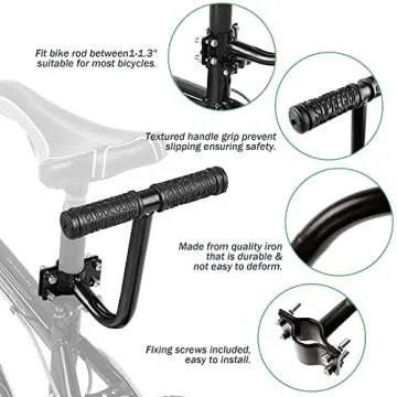 Samyoung Bicycle Rear Back Seat Cushion Armrest Footrest Set, Wide Child Bike Seat Back Safety Armrest Handrail Feet Pedals, Kids Bike Seat Carrier (Black)