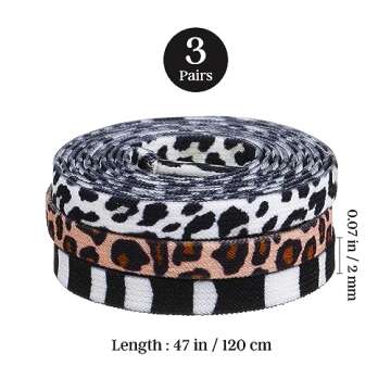 PRETYZOOM 3 Pairs Animal Shoe Laces Leopard Cow Zebra Thick Fat Shoelaces Elastic Shoes Rope Sneakers Boots Shoelaces Replacements