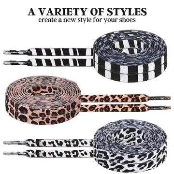 PRETYZOOM 3 Pairs Animal Shoe Laces Leopard Cow Zebra Thick Fat Shoelaces Elastic Shoes Rope Sneakers Boots Shoelaces Replacements
