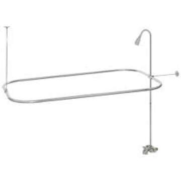 My PlumbingStuff R2200A Clawfoot Tub Shower Faucet and Rectangular Combo Set - 3 ⅜-Inch Center-Div...