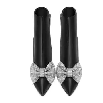 Chic Pointed Toe Crystal Block Heels for Women