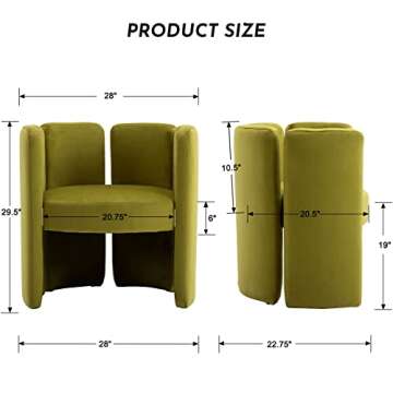 LZAREAL Modern Velvet Accent Chairs Set of 2 Comfy Upholstered Barrel Side Chair Contemporary Single...