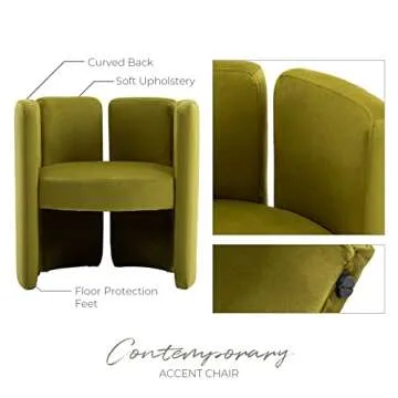 LZAREAL Modern Velvet Accent Chairs Set of 2 Comfy Upholstered Barrel Side Chair Contemporary Single Sofa Chair for Living Room Bedroom Small Spaces Apartment Office Waiting Room, Velvet Olive